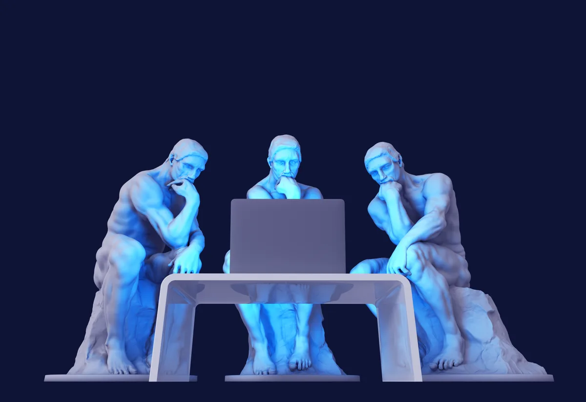 Game developers working together in a studio office