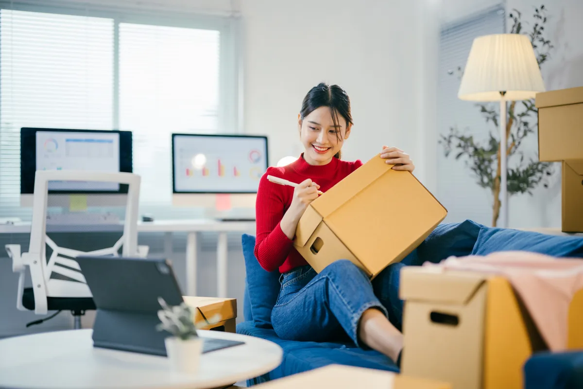 Packing boxes before a move from Canada to the US