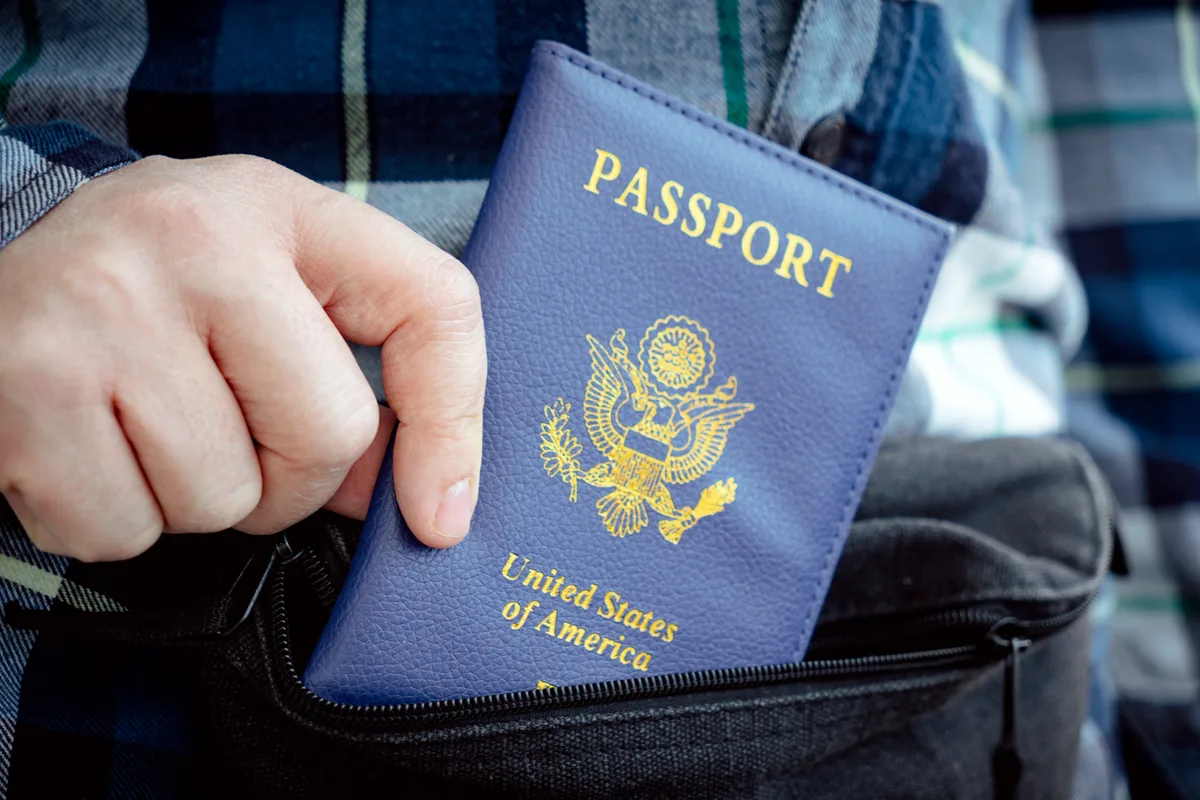 Canadian passport held at a US border crossing