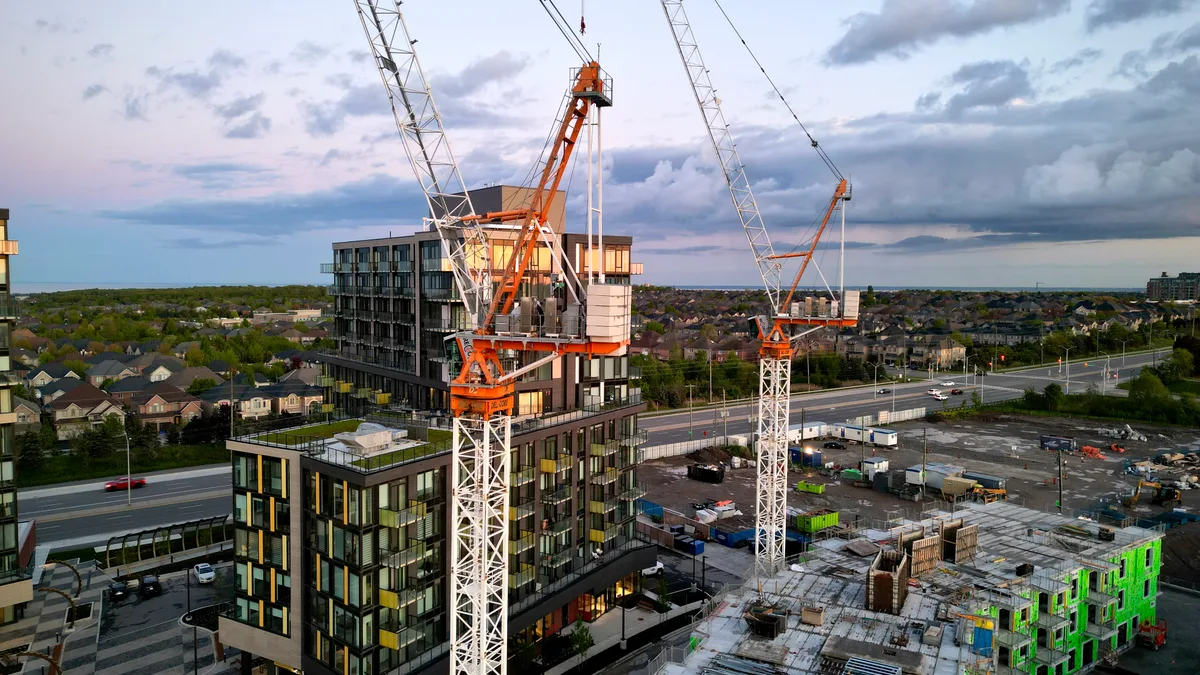 Development site financing and construction progress tracked against a project timeline