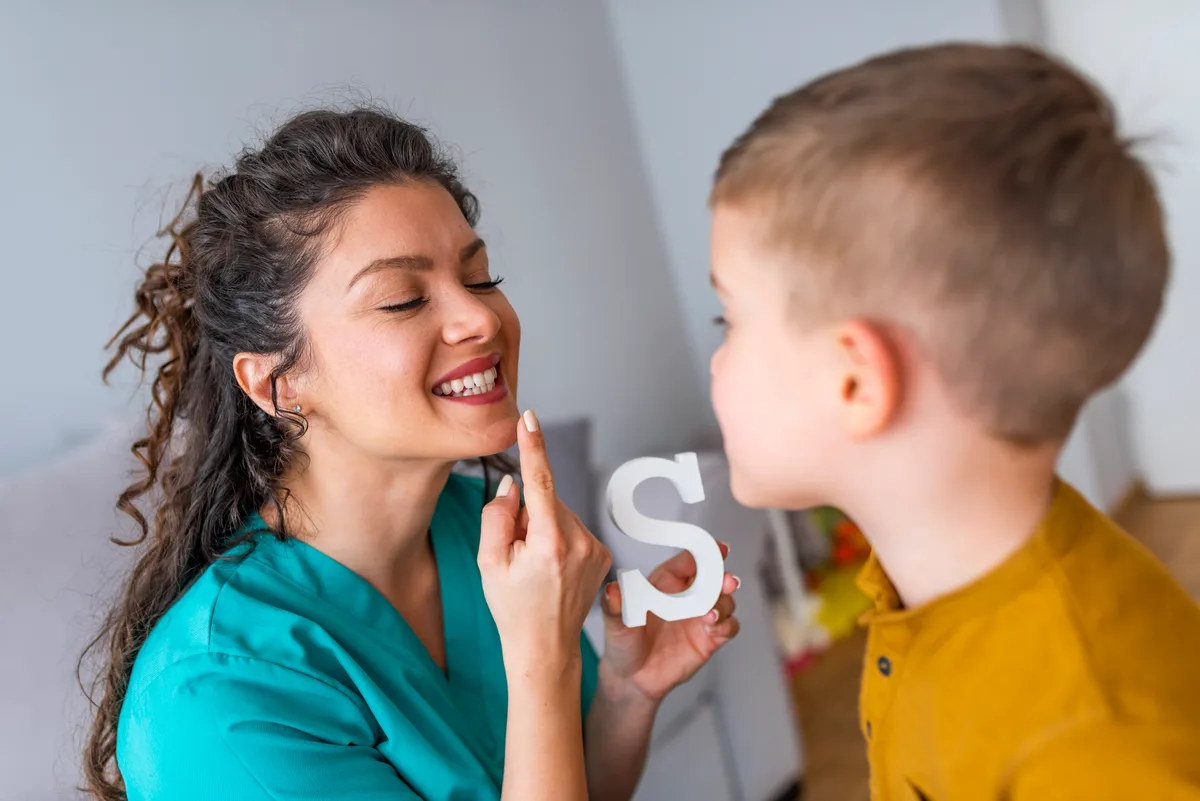 Speech-language pathologist reviewing a treatment plan