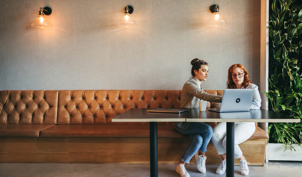 Startup team collaborating in a modern workspace